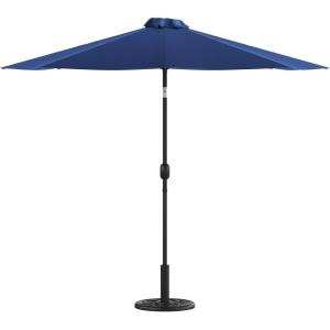 Flash Furniture Universal Black Cement Patio Umbrella Base with Weatherproof Plastic Polymer Coating – 19.25″ Diameter(Navy)