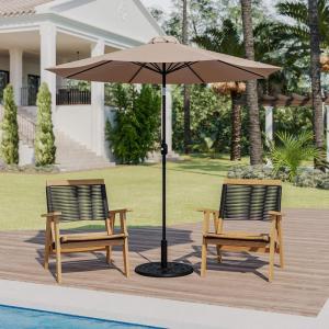 Flash Furniture Universal Black Cement Patio Umbrella Base with Weatherproof Plastic Polymer Coating – 19.25″ Diameter(Tan)
