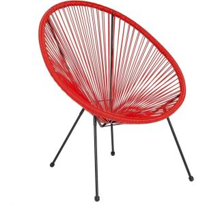 Flash Furniture Valencia Oval Comfort Series Take Ten White Papasan Lounge Chair(Red)