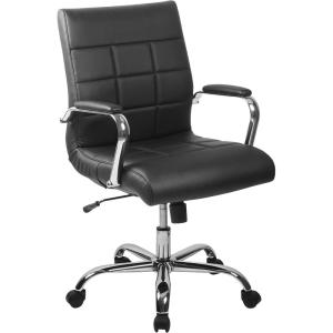 Flash Furniture Vivian Mid-Back Orange Vinyl Executive Swivel Office Chair with Chrome Base and Arms(Black)