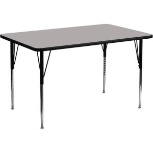 Flash Furniture Wren 24”W x 48”L Rectangular Oak HP Laminate Activity Table – Standard Height Adjustable Legs(Grey)