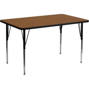 Flash Furniture Wren 24”W x 48”L Rectangular Oak HP Laminate Activity Table – Standard Height Adjustable Legs(Oak)