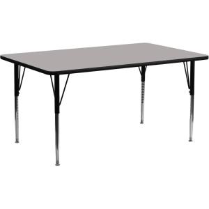 Flash Furniture Wren 30″W x 72″L Rectangular Oak HP Laminate Activity Table – Standard Height Adjustable Legs(Grey)