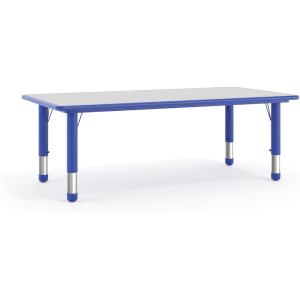 Flash Furniture Wren Adjustable Classroom Activity Table for School and Home, Plastic Activity Table for Kids, 23.625″ W x 47.25″ L, Gray/Blue(Blue)
