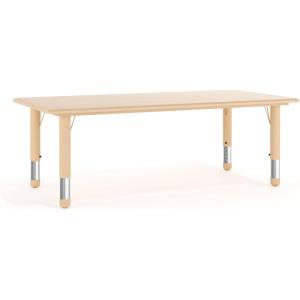 Flash Furniture Wren Adjustable Classroom Activity Table for School and Home, Plastic Activity Table for Kids, 23.625″ W x 47.25″ L, Gray/Blue(Natural)