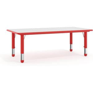 Flash Furniture Wren Adjustable Classroom Activity Table for School and Home, Plastic Activity Table for Kids, 23.625″ W x 47.25″ L, Gray/Blue(Red)