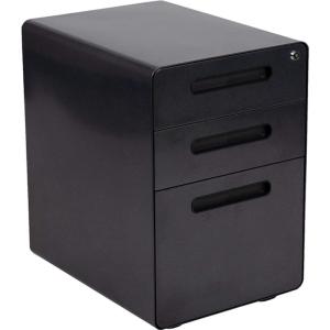 Flash Furniture Wren Ergonomic 3-Drawer Mobile Locking Filing Cabinet with Anti-Tilt Mechanism & Letter/Legal Drawer, White with Red Faceplate(Black)