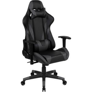 Flash Furniture X30 Gaming Chair Racing Office Ergonomic Computer Chair with Fully Reclining Back and Slide-Out Footrest in Gray LeatherSoft(Grey)