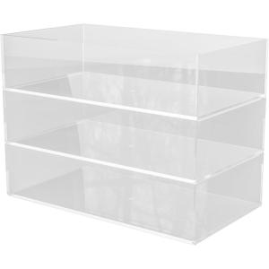 Martha Stewart Brody Desktop Storage Organizer, Stack and Slide Plastic Organizer Tray, Organizer for Office, Kitchen, or Vanity, 3″ x 3.75″, Clear(1-M)