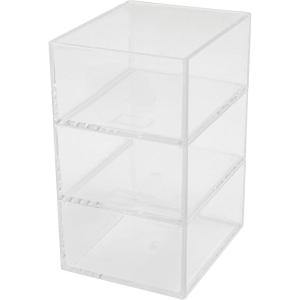 Martha Stewart Brody Desktop Storage Organizer, Stack and Slide Plastic Organizer Tray, Organizer for Office, Kitchen, or Vanity, 3″ x 3.75″, Clear(1-S)