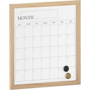 Martha Stewart Everette Magnetic Monthly Calendar Dry Erase Board with Included Dry Erase Marker and 2 Magnets, 18″ x 18″, White Woodgrain Frame(Light Natural Woodgrain)