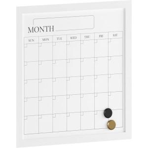 Martha Stewart Everette Magnetic Monthly Calendar Dry Erase Board with Included Dry Erase Marker and 2 Magnets, 18″ x 18″, White Woodgrain Frame(White Woodgrain)