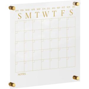 Martha Stewart Grayson Acrylic Dry Erase Wall Calendar with Dry Erase Marker, 14″ Square, Clear with Gold Print(Clear/Gold)