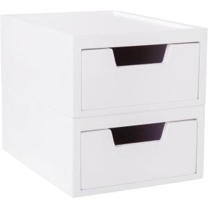 Martha Stewart Weston Stackable Wooden Storage Boxes with Pullout Drawers, Paulownia Wood Storage Organizers, 3 Pack, Light Natural(White)