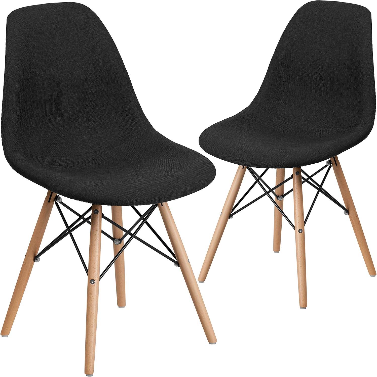 imageFlash Furniture 2 Pack Elon Series Milan Patchwork Fabric Chair with Wooden LegsGenoa Black