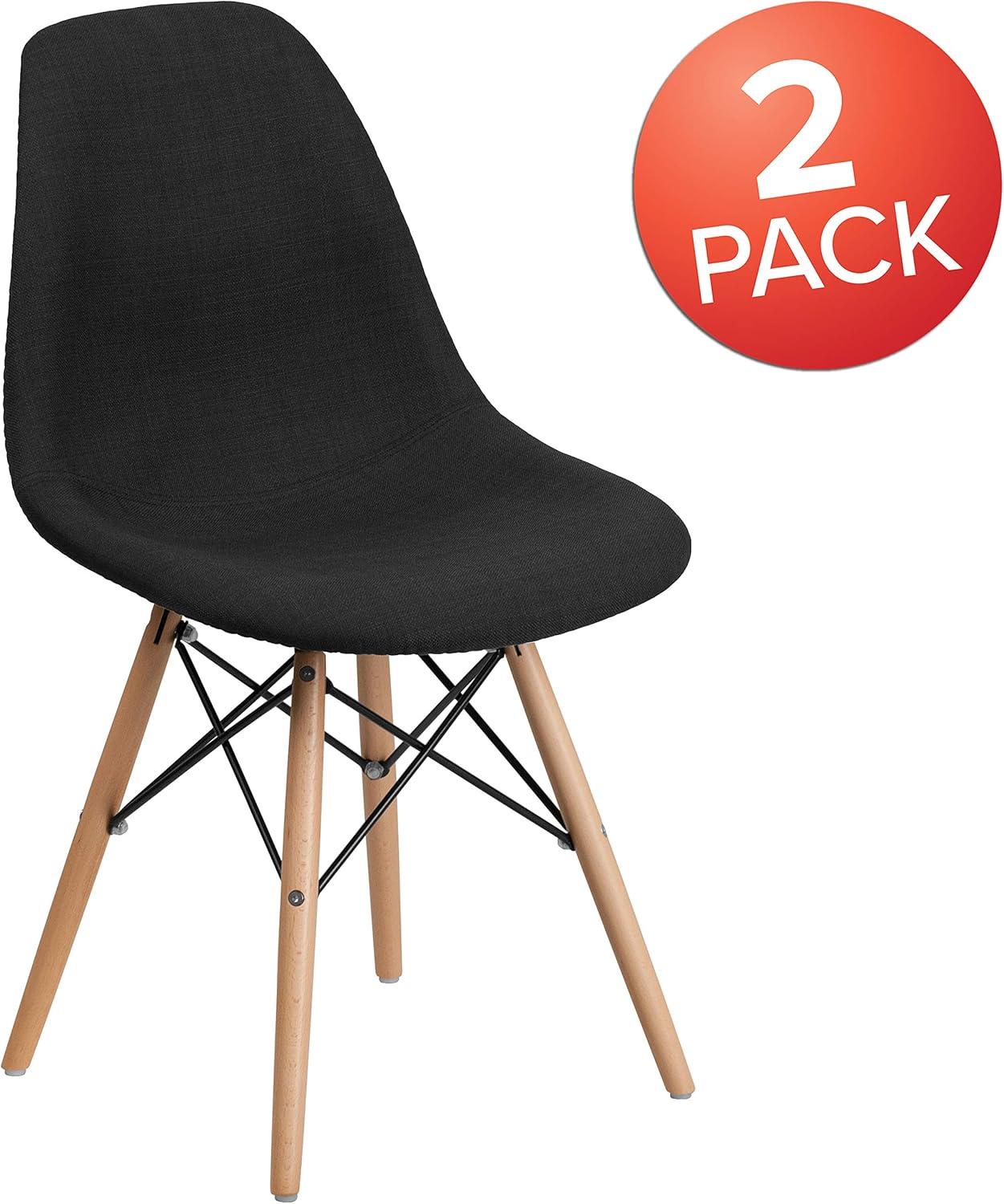 imageFlash Furniture 2 Pack Elon Series Milan Patchwork Fabric Chair with Wooden LegsGenoa Black