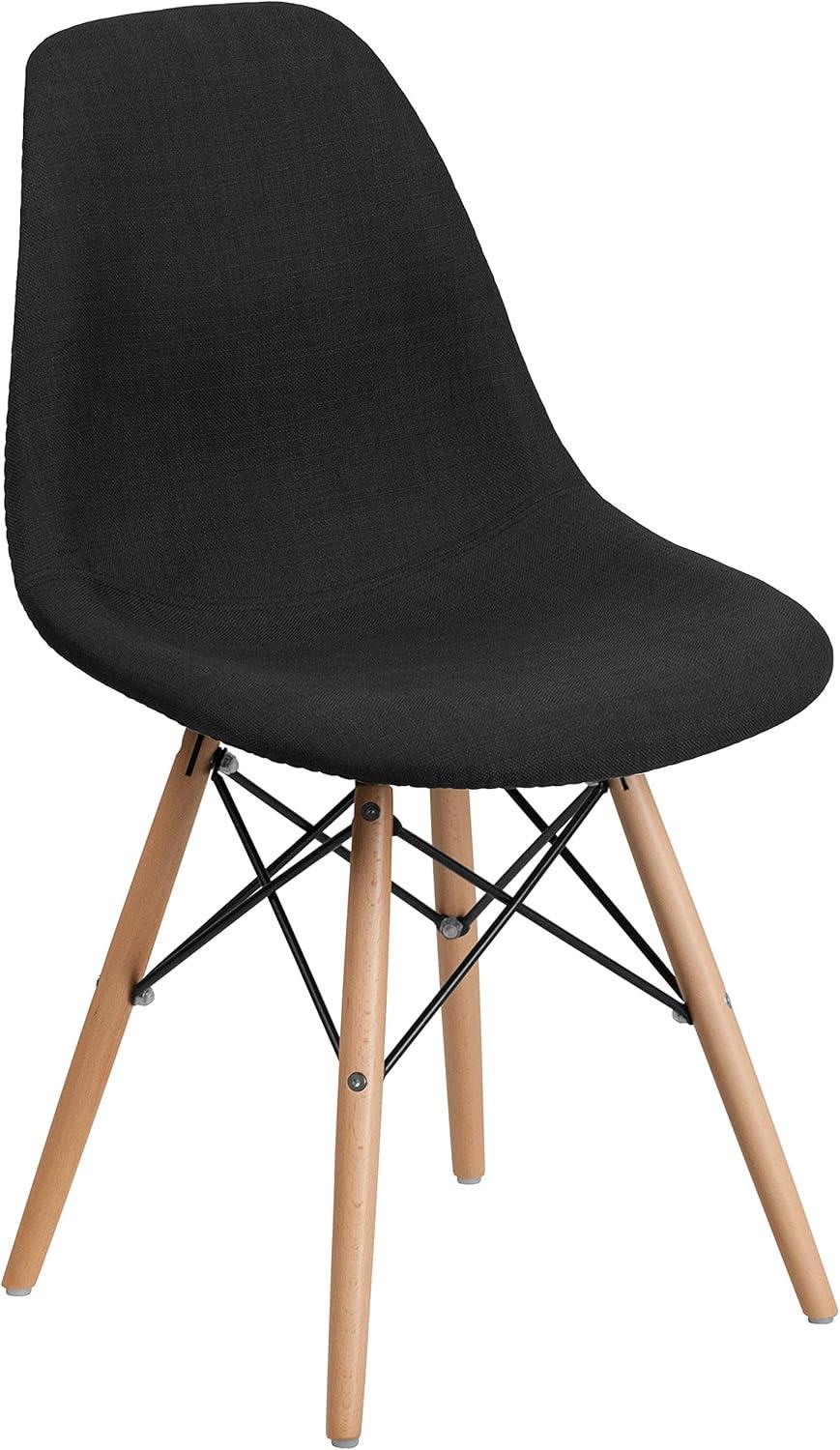 imageFlash Furniture 2 Pack Elon Series Milan Patchwork Fabric Chair with Wooden LegsGenoa Black