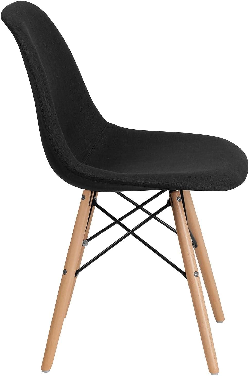 imageFlash Furniture 2 Pack Elon Series Milan Patchwork Fabric Chair with Wooden LegsGenoa Black