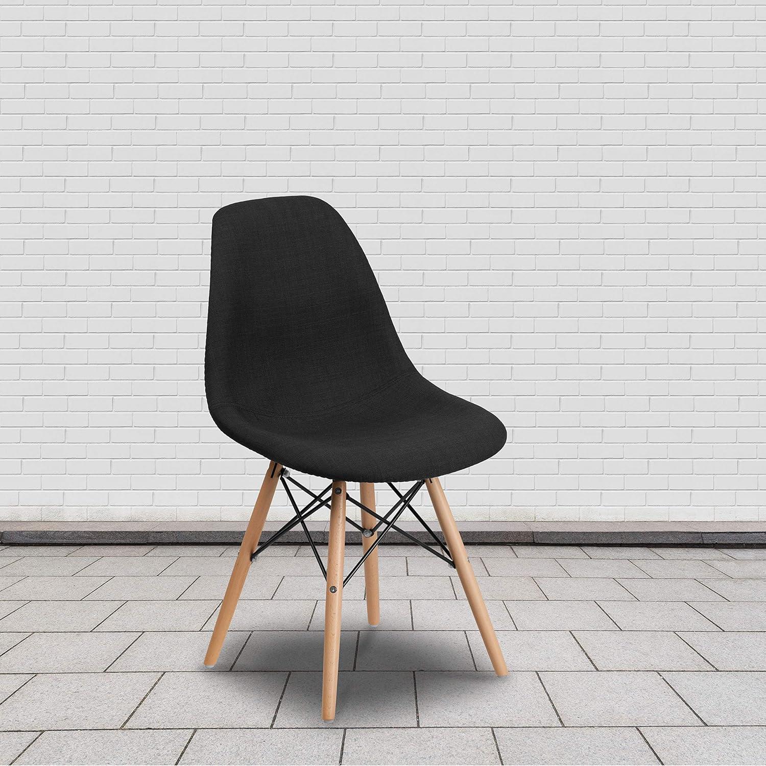 imageFlash Furniture 2 Pack Elon Series Milan Patchwork Fabric Chair with Wooden LegsGenoa Black