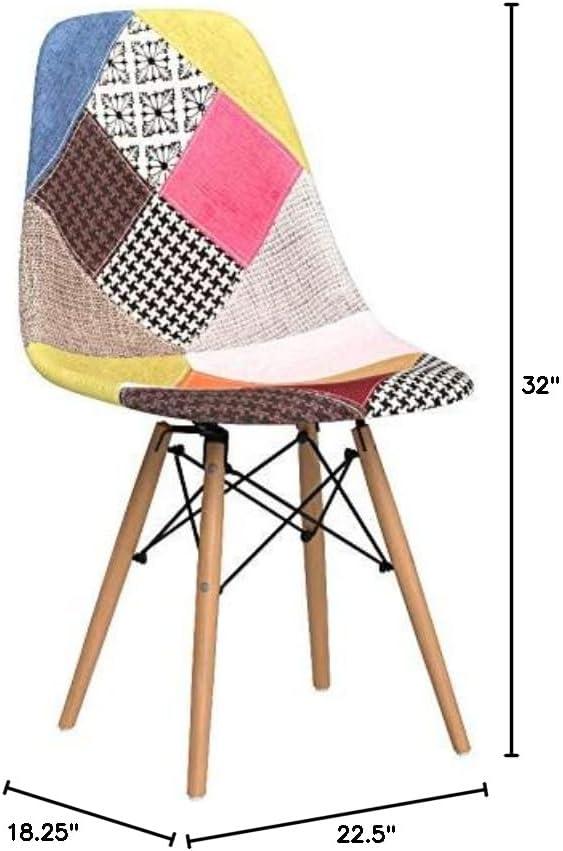 imageFlash Furniture 2 Pack Elon Series Milan Patchwork Fabric Chair with Wooden LegsMilan Patchwork