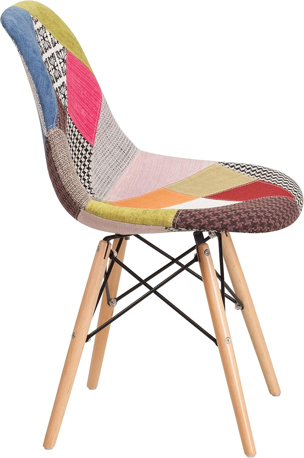 imageFlash Furniture 2 Pack Elon Series Milan Patchwork Fabric Chair with Wooden LegsMilan Patchwork