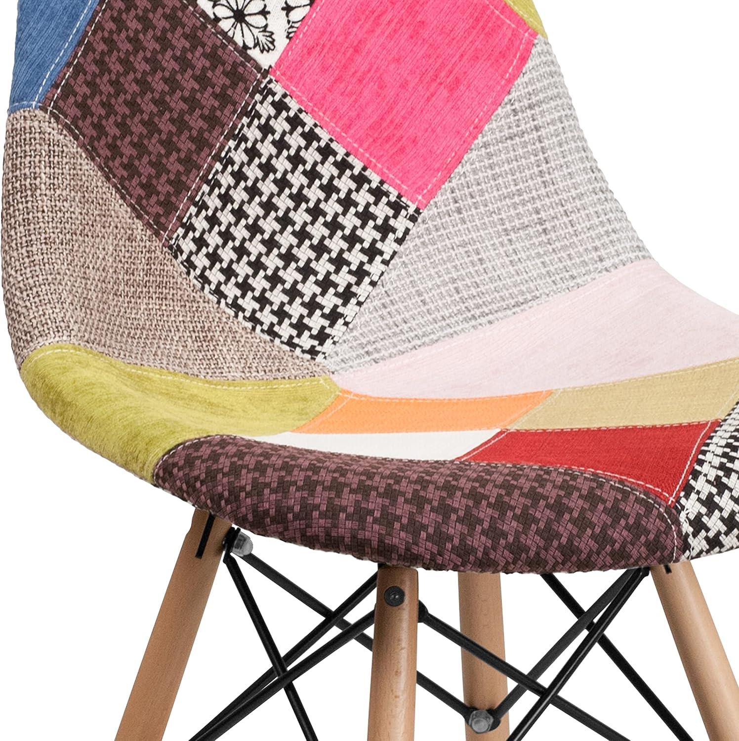 imageFlash Furniture 2 Pack Elon Series Milan Patchwork Fabric Chair with Wooden LegsMilan Patchwork