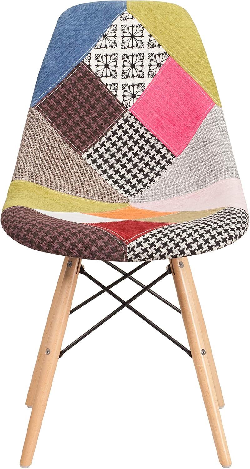 imageFlash Furniture 2 Pack Elon Series Milan Patchwork Fabric Chair with Wooden LegsMilan Patchwork