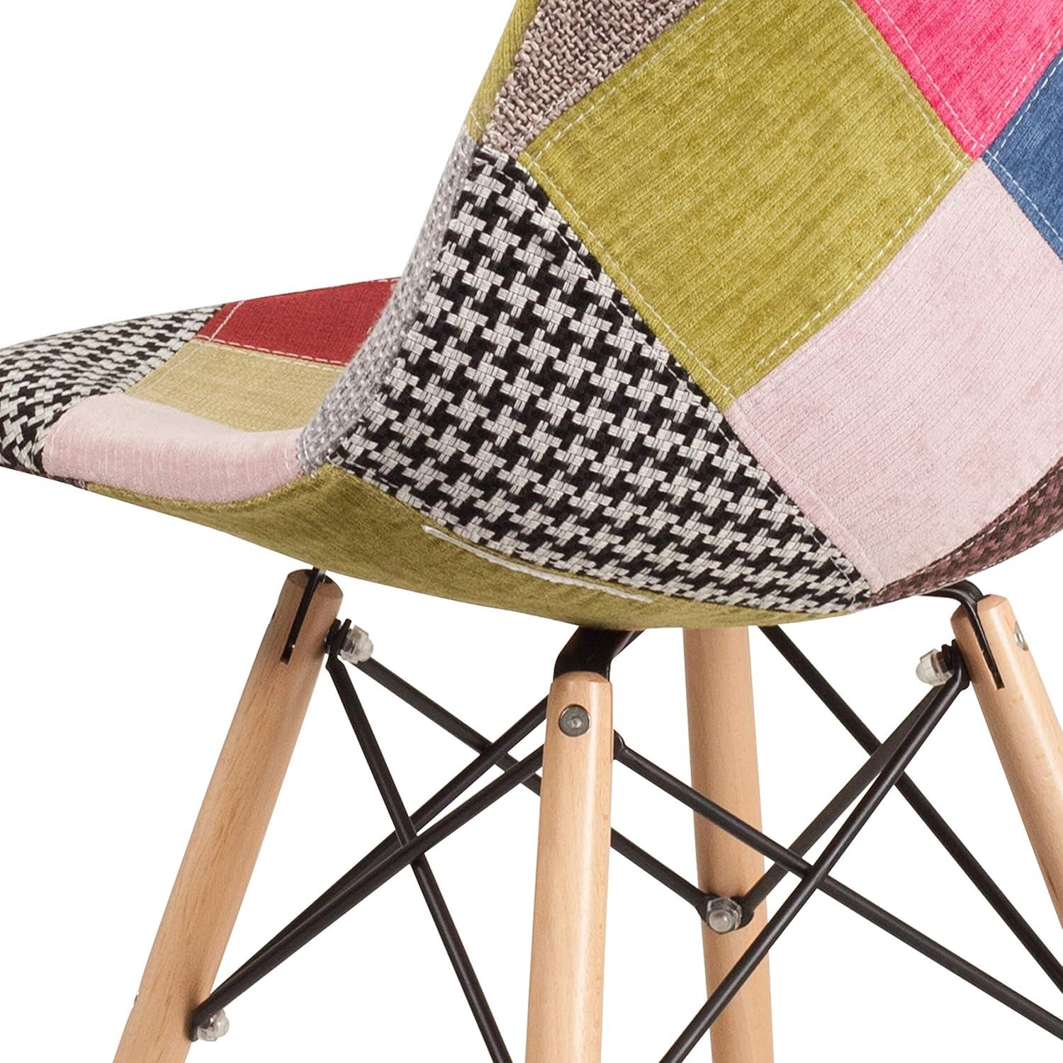 imageFlash Furniture 2 Pack Elon Series Milan Patchwork Fabric Chair with Wooden LegsMilan Patchwork