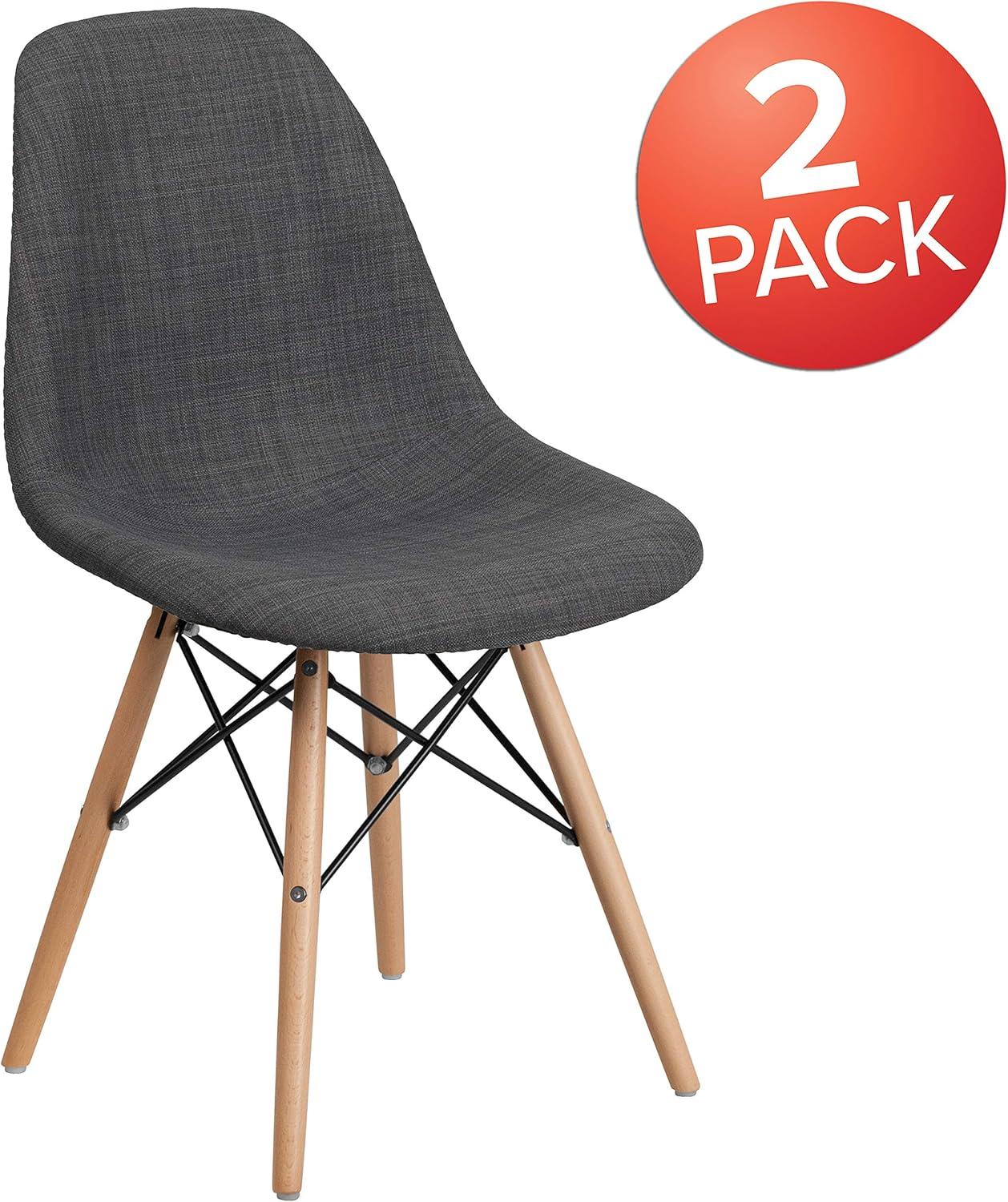 imageFlash Furniture 2 Pack Elon Series Milan Patchwork Fabric Chair with Wooden LegsSiena Gray