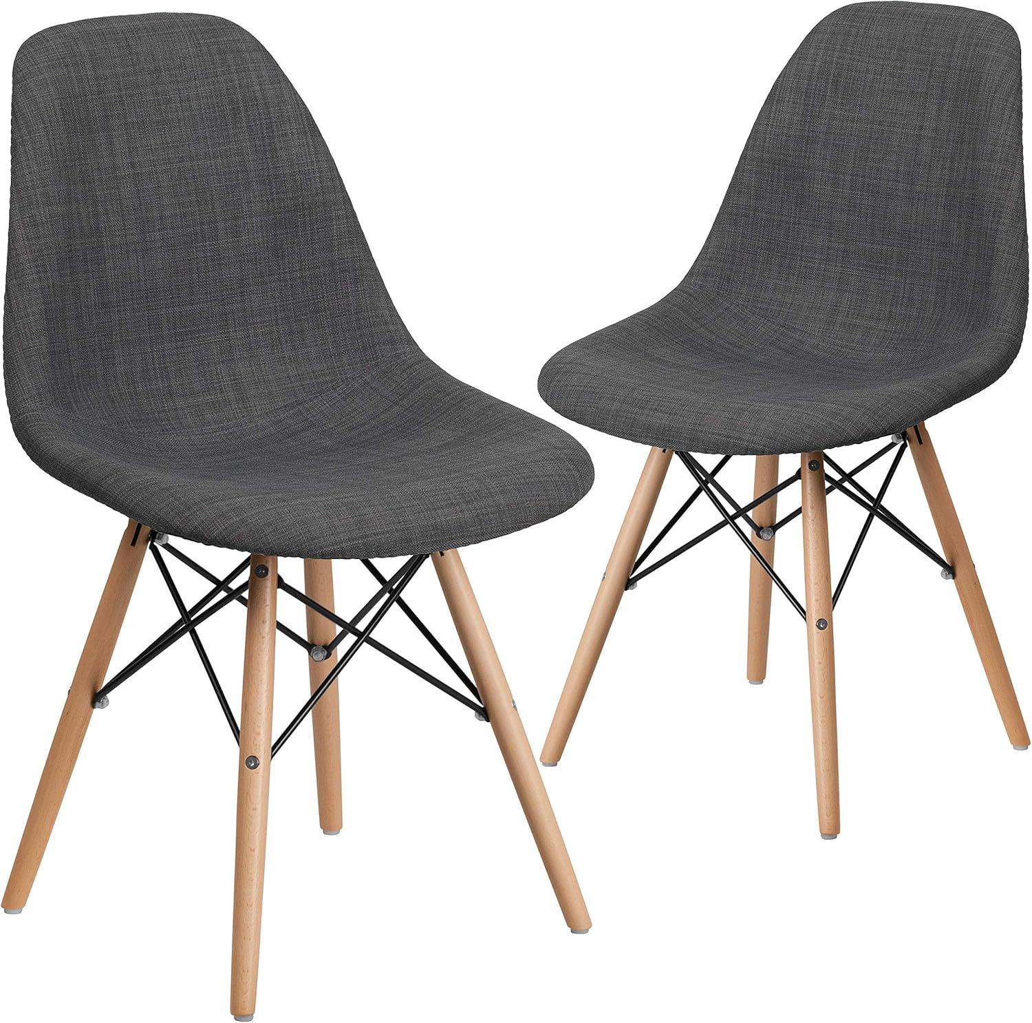 imageFlash Furniture 2 Pack Elon Series Milan Patchwork Fabric Chair with Wooden LegsSiena Gray