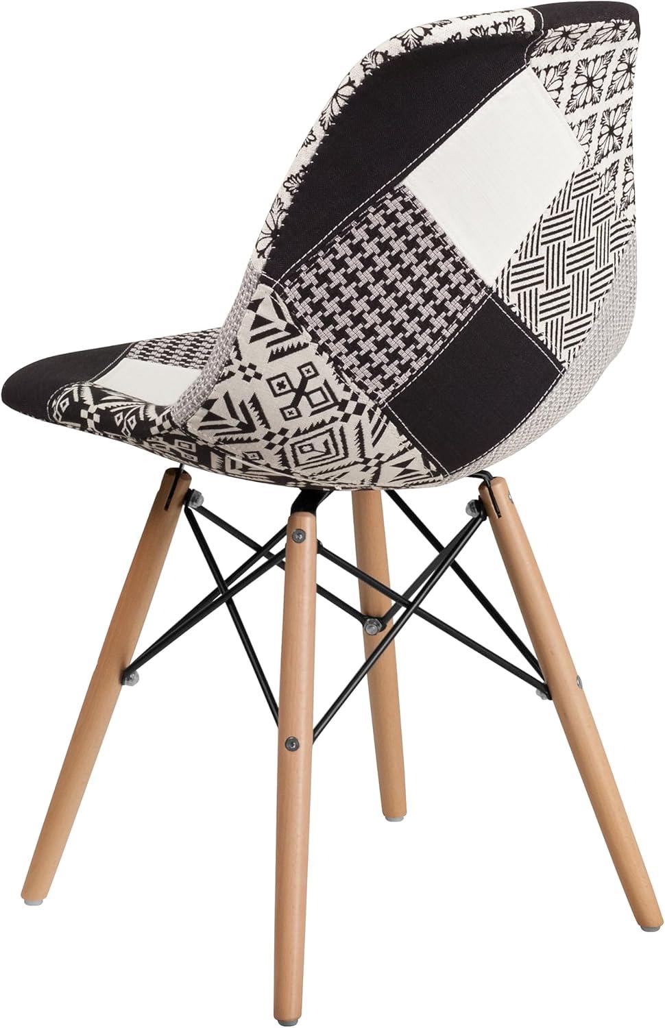 imageFlash Furniture 2 Pack Elon Series Milan Patchwork Fabric Chair with Wooden LegsTurin Patchwork