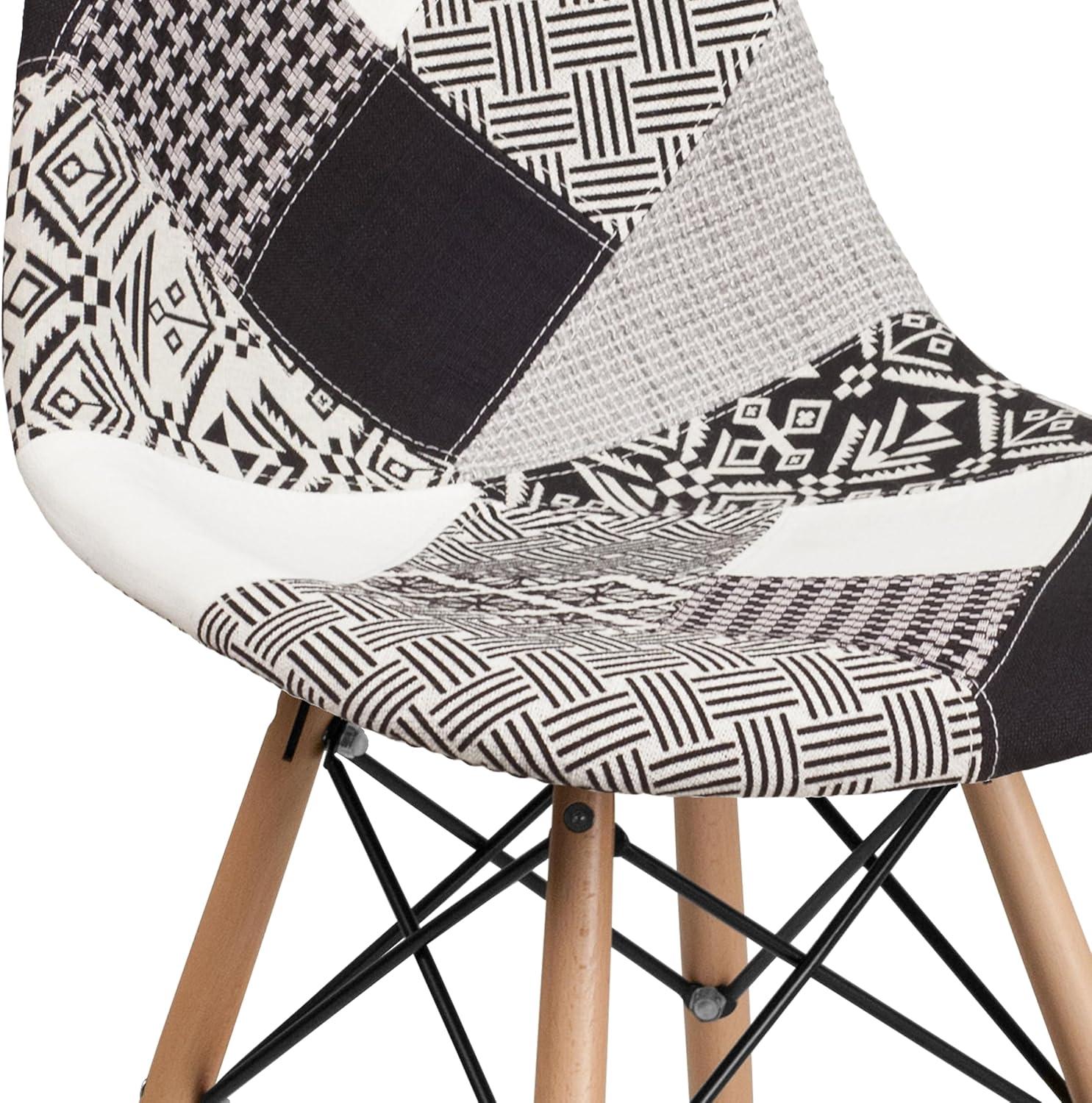 imageFlash Furniture 2 Pack Elon Series Milan Patchwork Fabric Chair with Wooden LegsTurin Patchwork