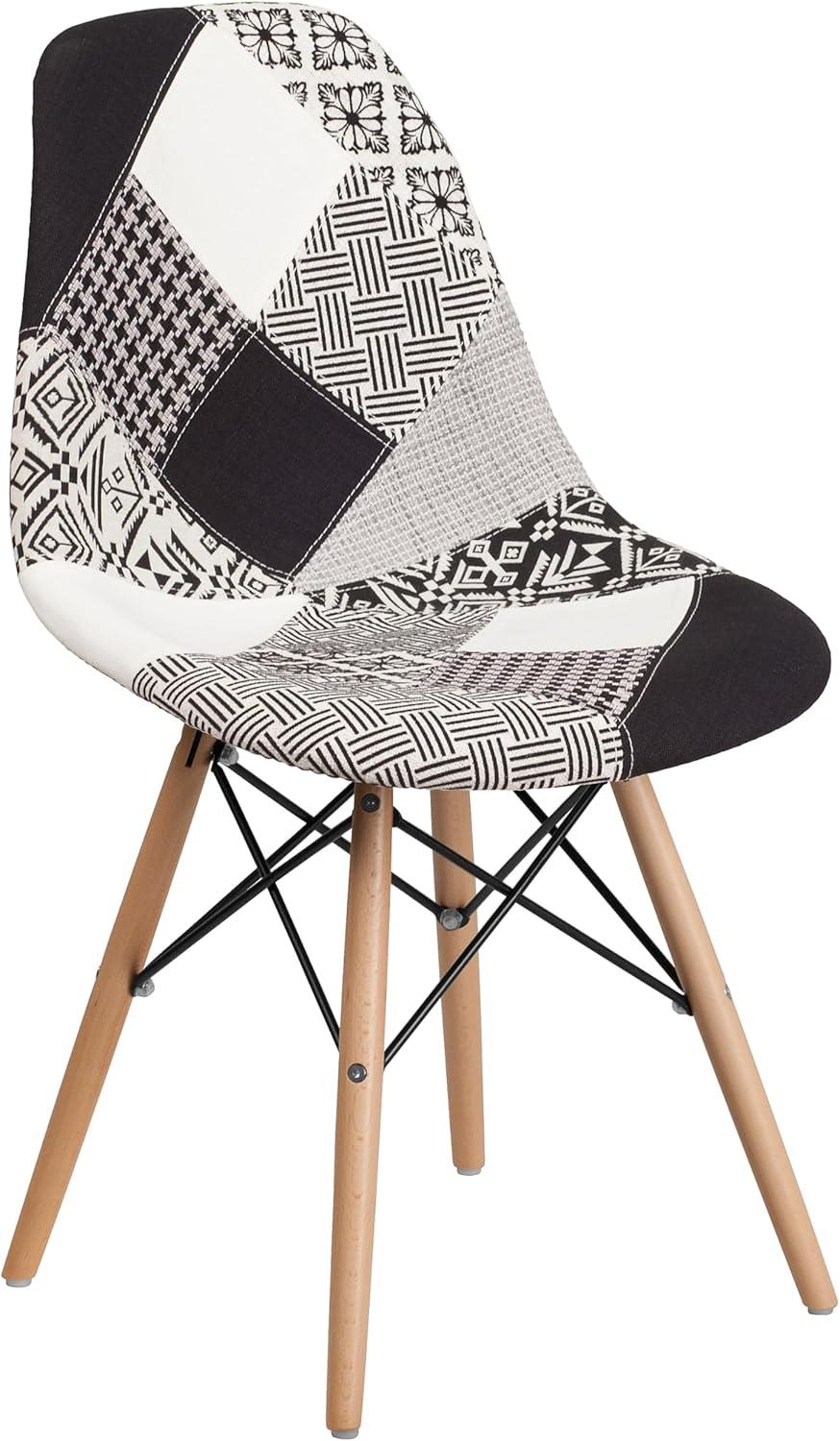 imageFlash Furniture 2 Pack Elon Series Milan Patchwork Fabric Chair with Wooden LegsTurin Patchwork