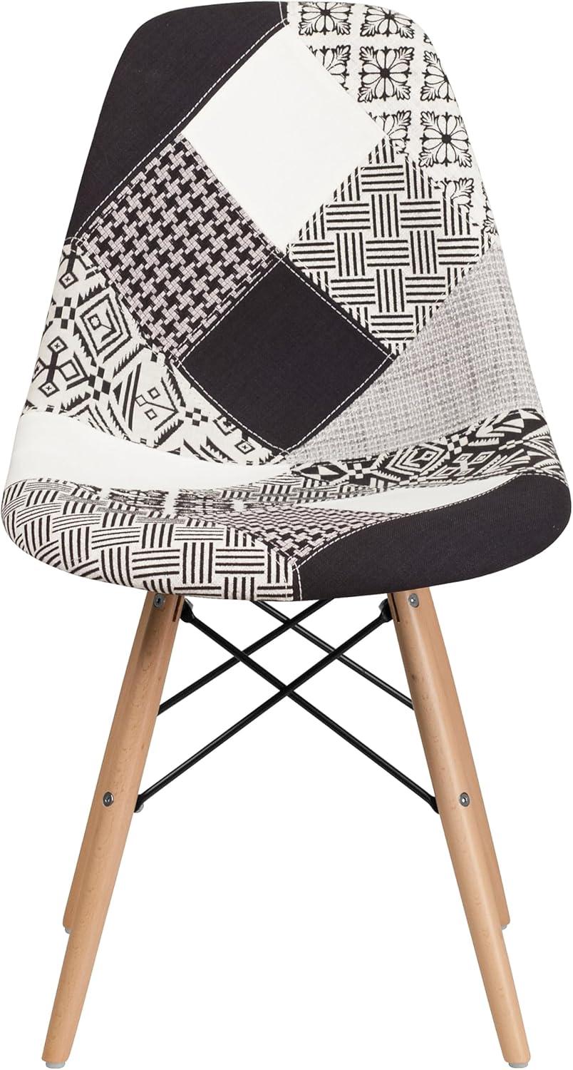 imageFlash Furniture 2 Pack Elon Series Milan Patchwork Fabric Chair with Wooden LegsTurin Patchwork