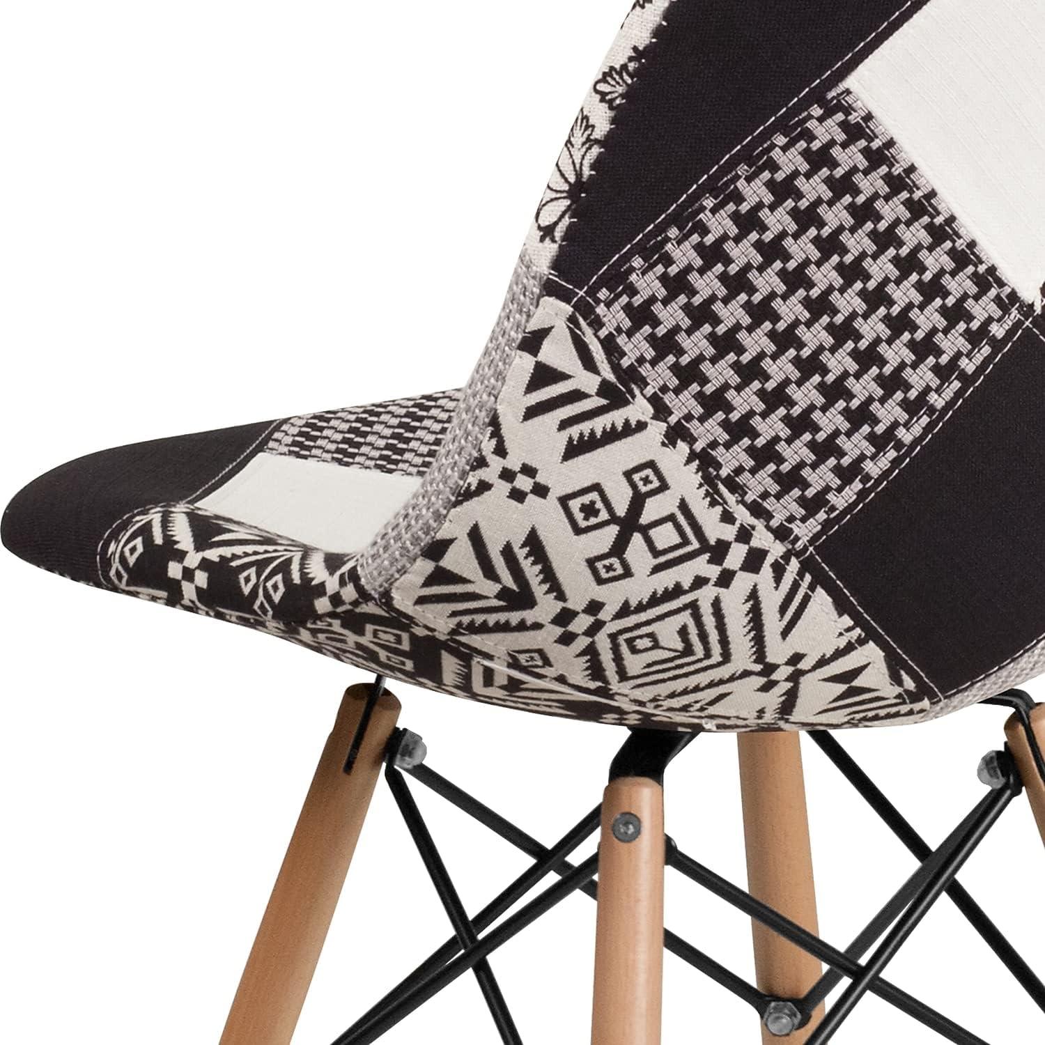 imageFlash Furniture 2 Pack Elon Series Milan Patchwork Fabric Chair with Wooden LegsTurin Patchwork
