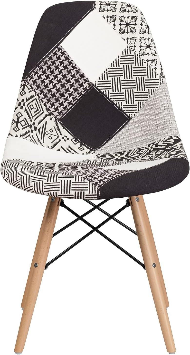 imageFlash Furniture 2 Pack Elon Series Milan Patchwork Fabric Chair with Wooden LegsTurin Patchwork