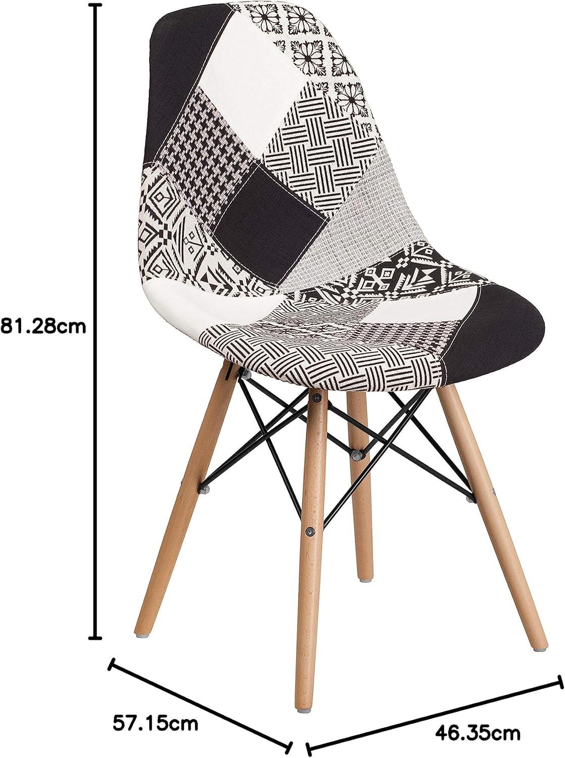imageFlash Furniture 2 Pack Elon Series Milan Patchwork Fabric Chair with Wooden LegsTurin Patchwork