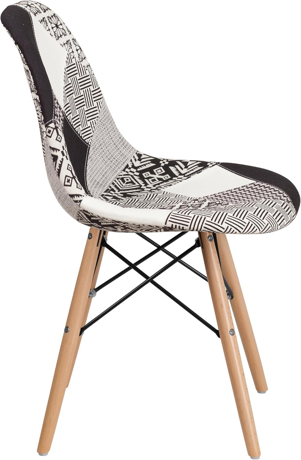 imageFlash Furniture 2 Pack Elon Series Milan Patchwork Fabric Chair with Wooden LegsTurin Patchwork