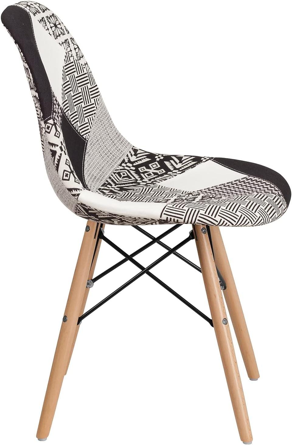 imageFlash Furniture 2 Pack Elon Series Milan Patchwork Fabric Chair with Wooden LegsTurin Patchwork