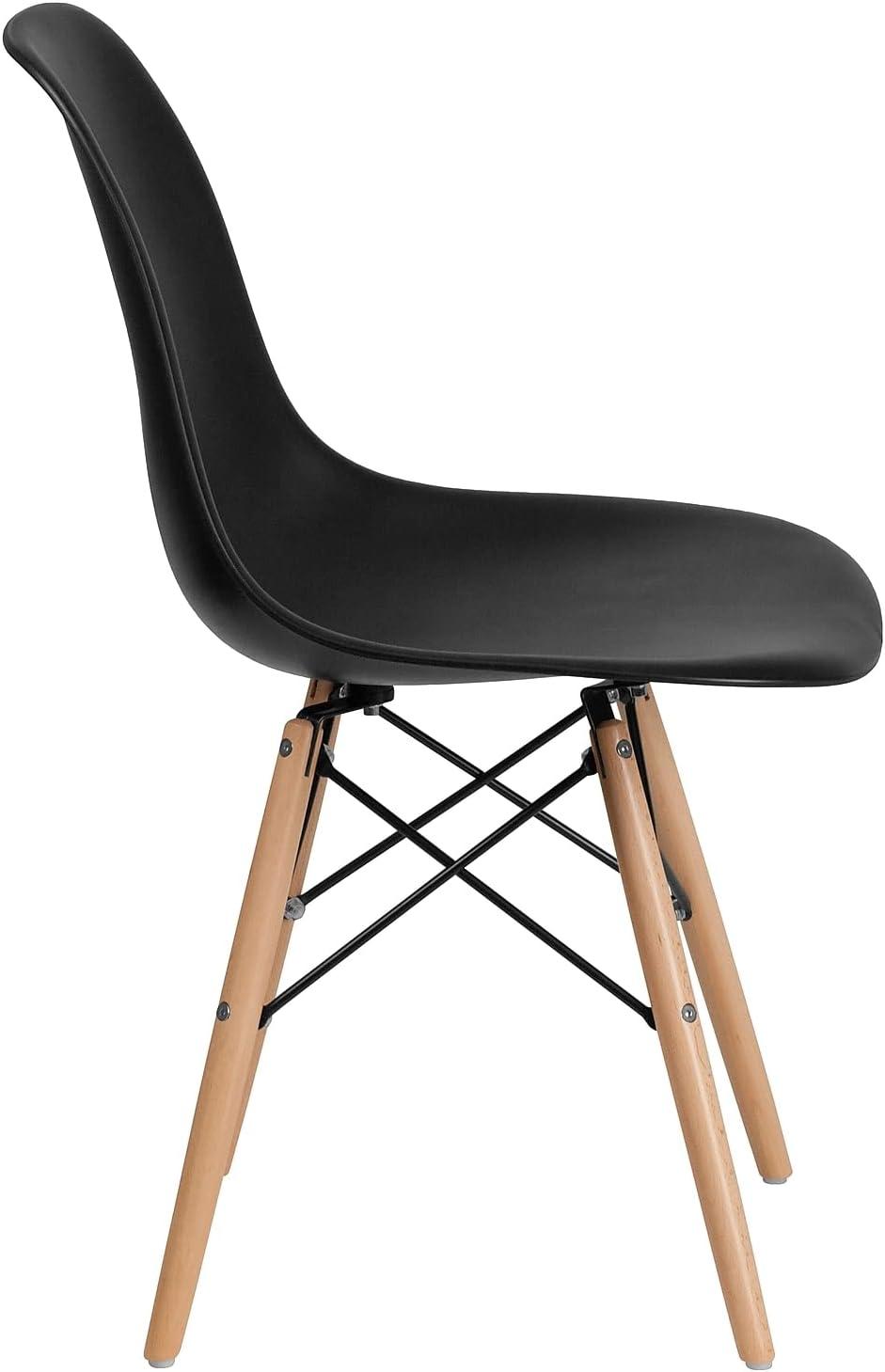 imageFlash Furniture 2 Pack Elon Series Moss Gray Plastic Chair with Wooden Legs for Versatile Kitchen Dining Room Living Room Library or Desk UseBlack