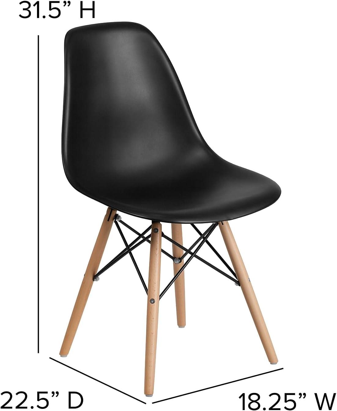 imageFlash Furniture 2 Pack Elon Series Moss Gray Plastic Chair with Wooden Legs for Versatile Kitchen Dining Room Living Room Library or Desk UseBlack