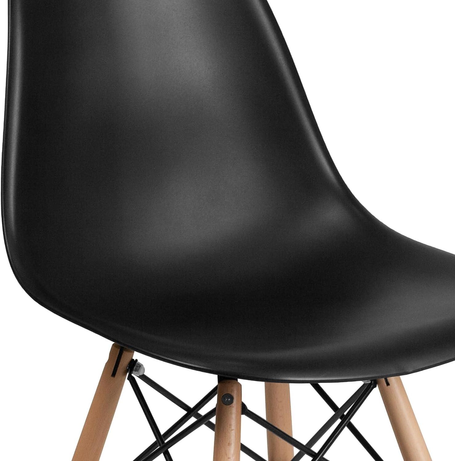 imageFlash Furniture 2 Pack Elon Series Moss Gray Plastic Chair with Wooden Legs for Versatile Kitchen Dining Room Living Room Library or Desk UseBlack
