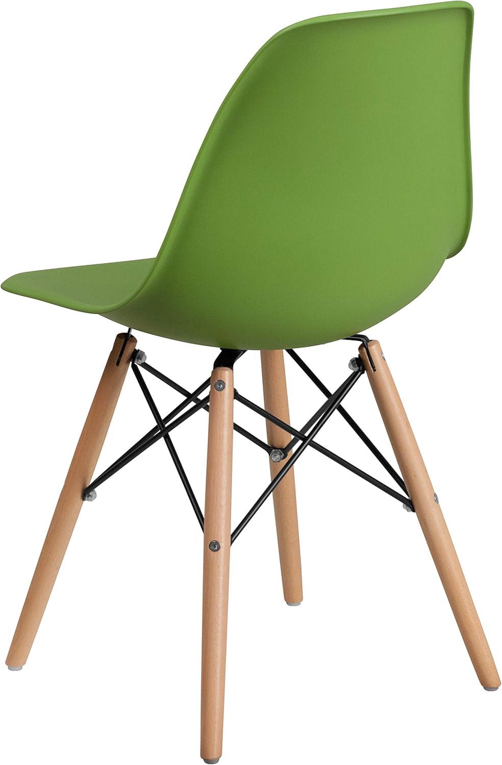 imageFlash Furniture 2 Pack Elon Series Moss Gray Plastic Chair with Wooden Legs for Versatile Kitchen Dining Room Living Room Library or Desk UseGreen