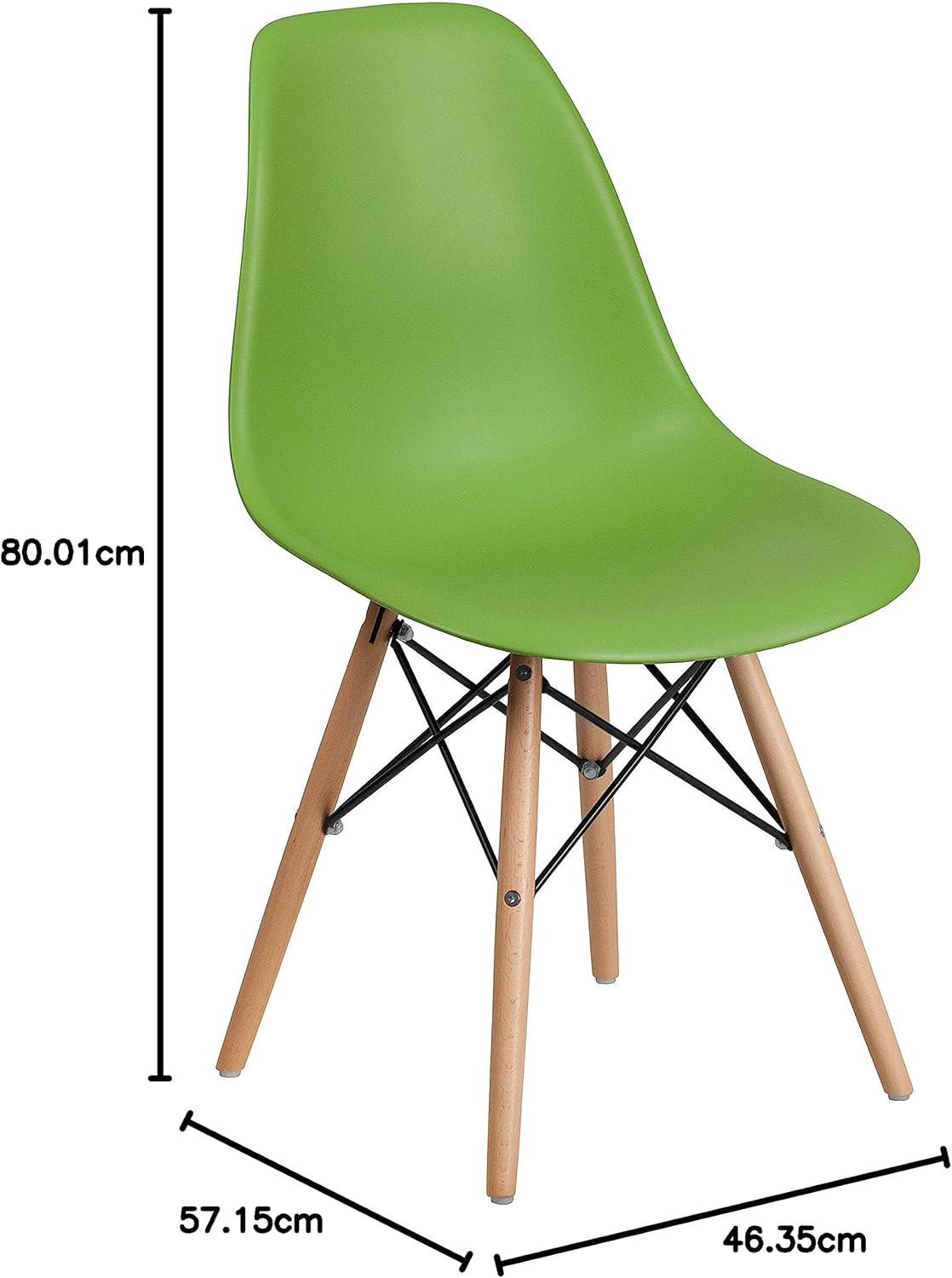 imageFlash Furniture 2 Pack Elon Series Moss Gray Plastic Chair with Wooden Legs for Versatile Kitchen Dining Room Living Room Library or Desk UseGreen