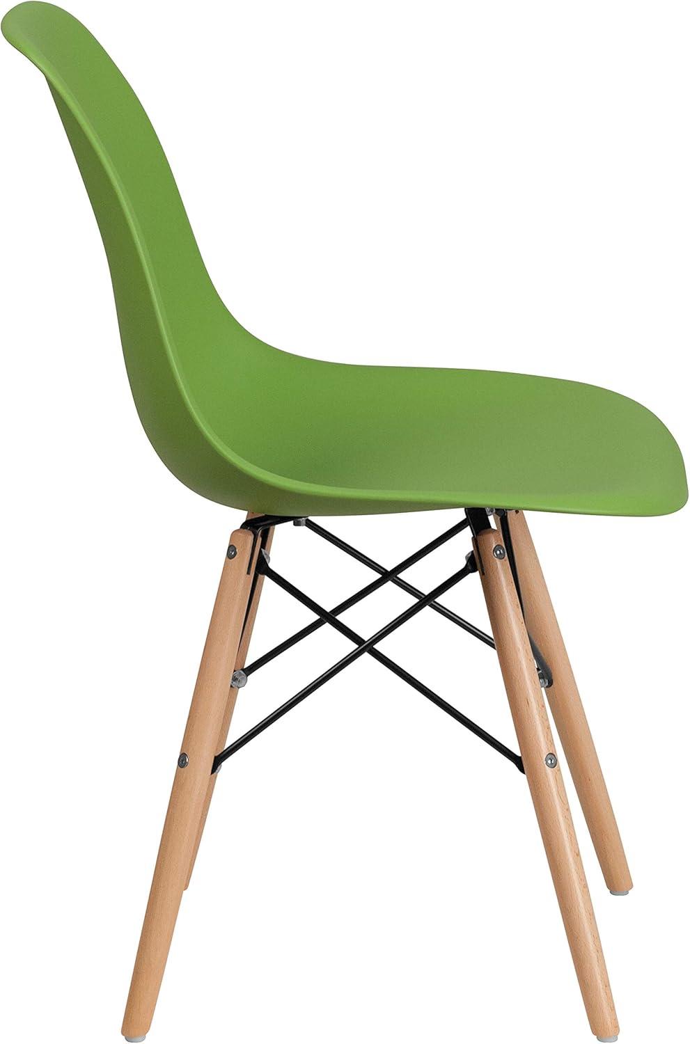imageFlash Furniture 2 Pack Elon Series Moss Gray Plastic Chair with Wooden Legs for Versatile Kitchen Dining Room Living Room Library or Desk UseGreen