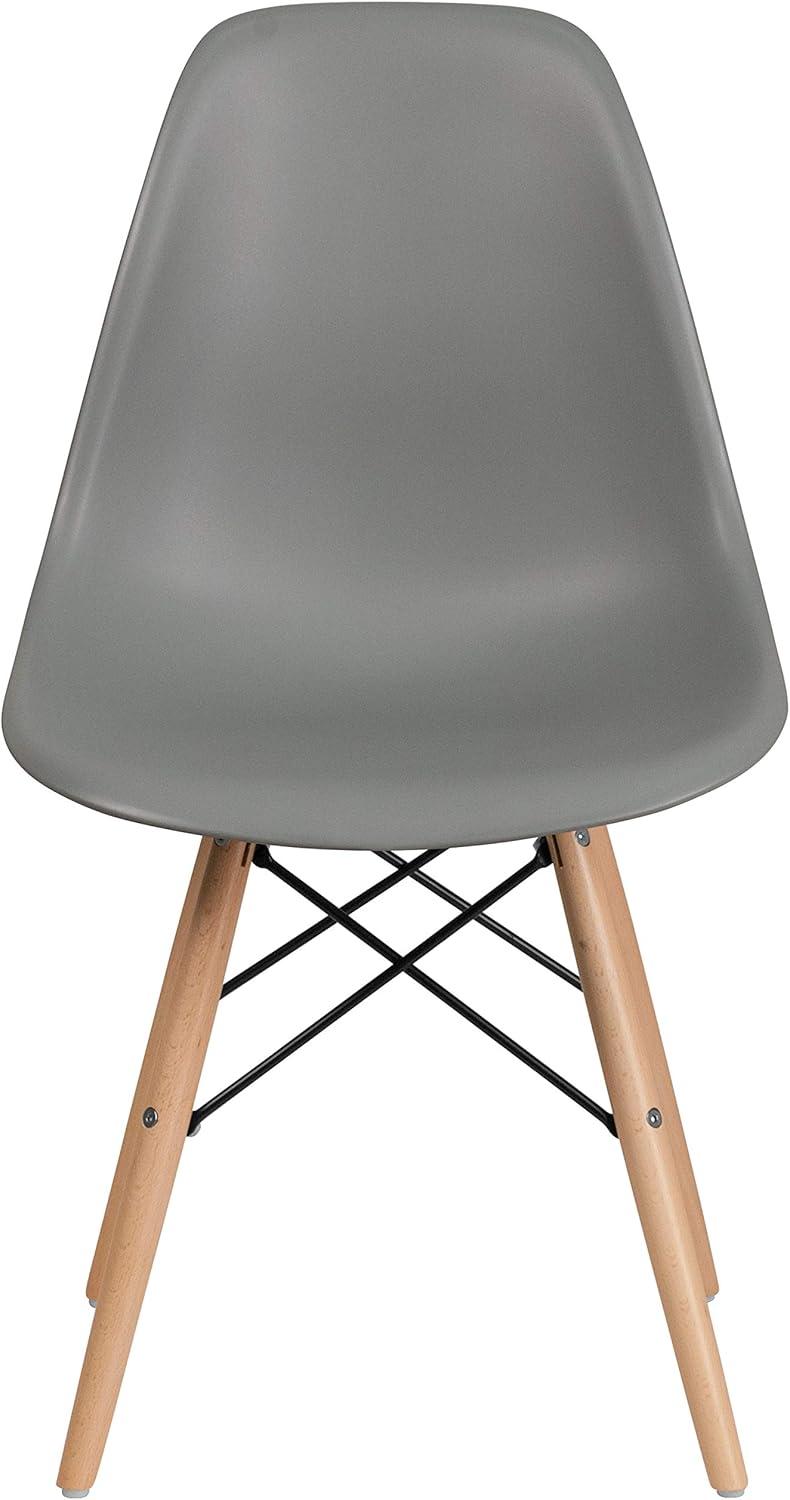 imageFlash Furniture 2 Pack Elon Series Moss Gray Plastic Chair with Wooden Legs for Versatile Kitchen Dining Room Living Room Library or Desk UseMoss Gray