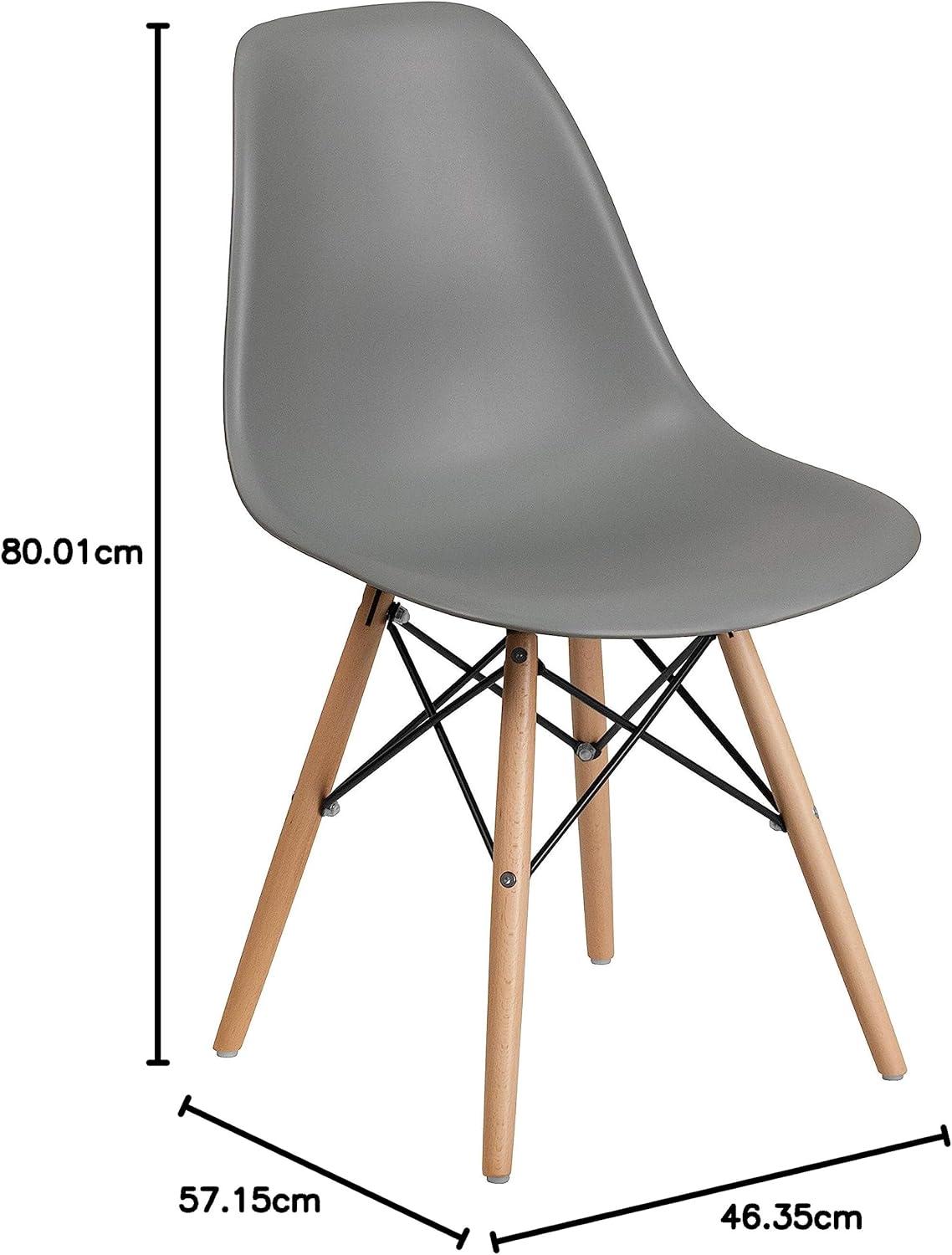 imageFlash Furniture 2 Pack Elon Series Moss Gray Plastic Chair with Wooden Legs for Versatile Kitchen Dining Room Living Room Library or Desk UseMoss Gray
