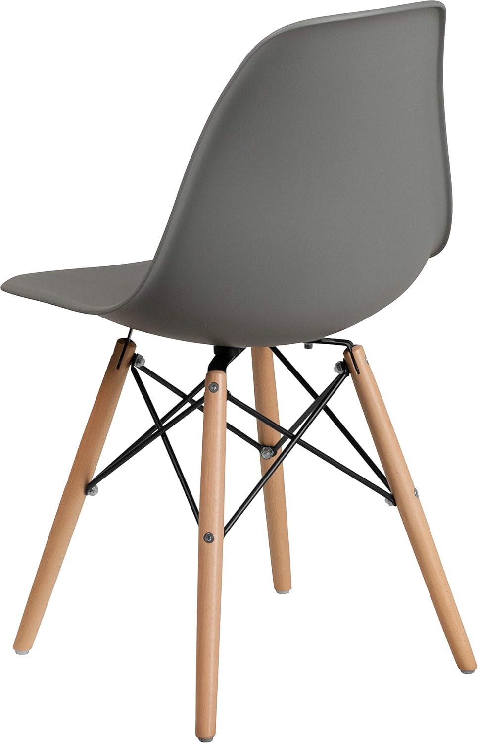 imageFlash Furniture 2 Pack Elon Series Moss Gray Plastic Chair with Wooden Legs for Versatile Kitchen Dining Room Living Room Library or Desk UseMoss Gray
