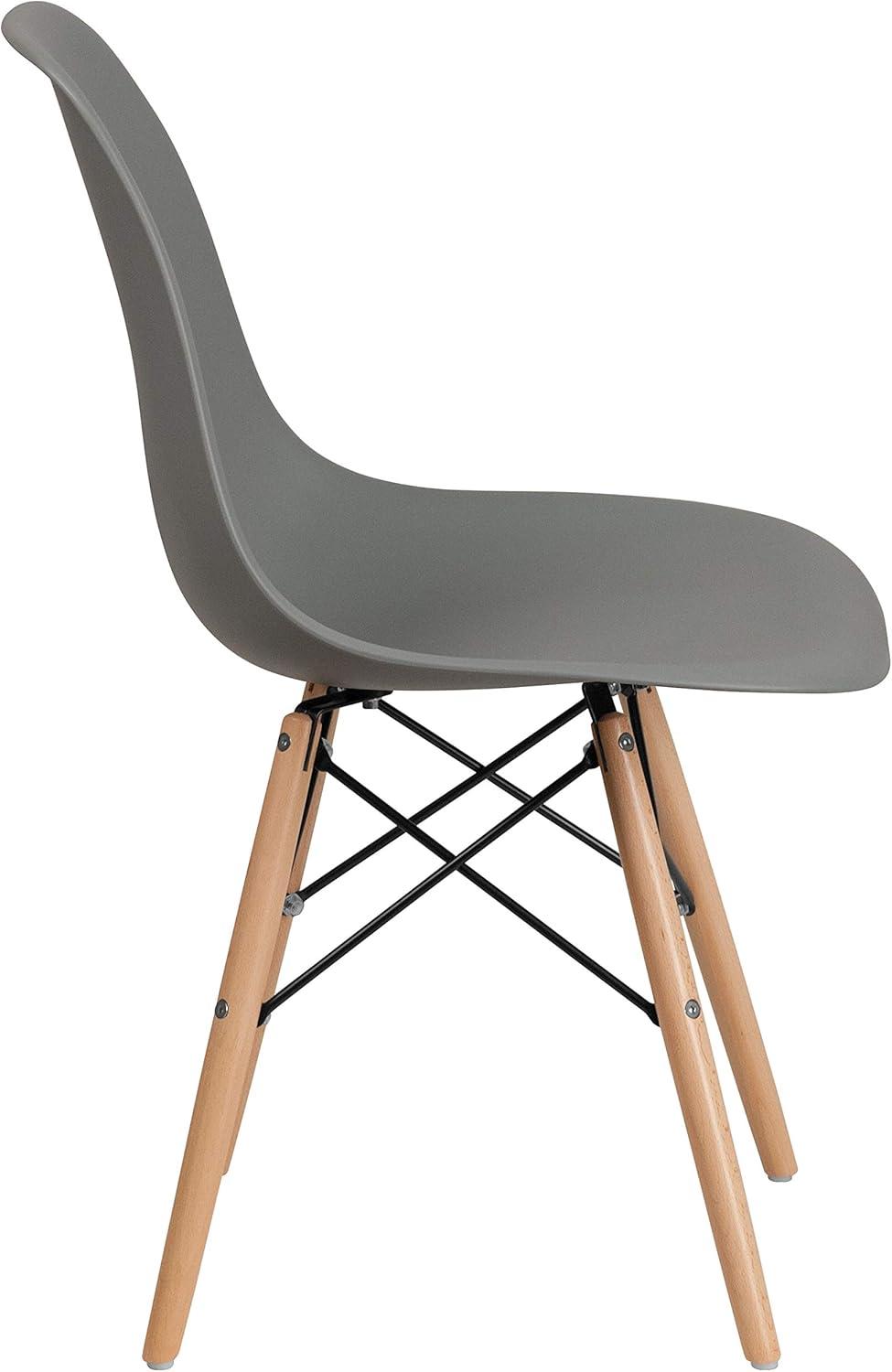 imageFlash Furniture 2 Pack Elon Series Moss Gray Plastic Chair with Wooden Legs for Versatile Kitchen Dining Room Living Room Library or Desk UseMoss Gray