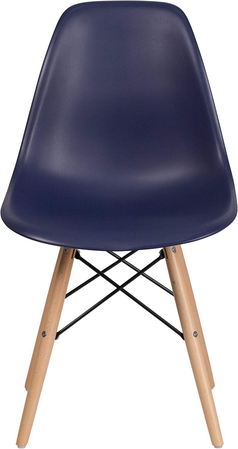 imageFlash Furniture 2 Pack Elon Series Moss Gray Plastic Chair with Wooden Legs for Versatile Kitchen Dining Room Living Room Library or Desk UseNavy